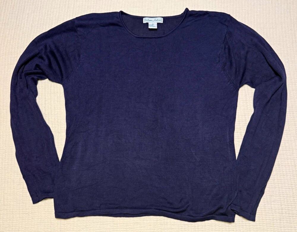 Silk Navy XL Blue Lightweight Pullover Knit Sweater Coastal Quiet Luxury